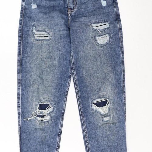 Abercrombie Kids Girls Blue High-Rise Slim Ripped Ankle Jeans 9-10 Years