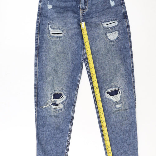 Abercrombie Kids Girls Blue High-Rise Slim Ripped Ankle Jeans 9-10 Years