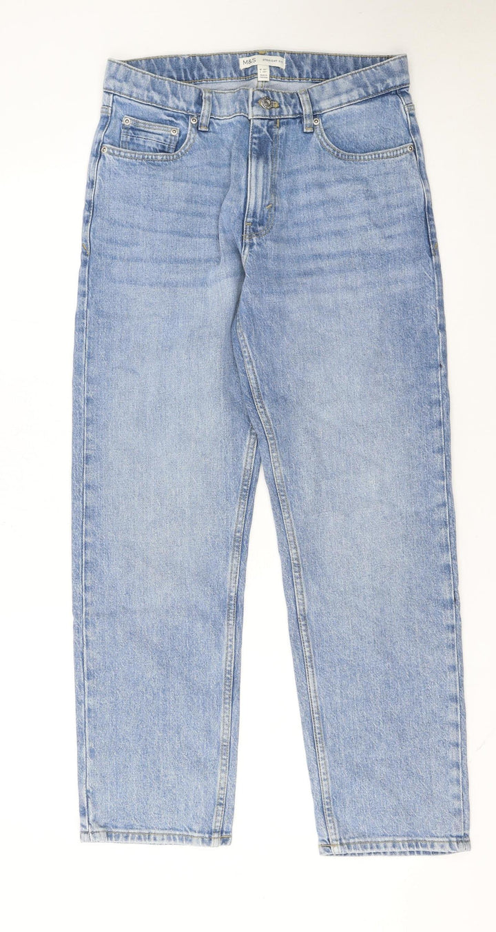 Marks and Spencer Men's Blue Straight Fit Jeans W30 L29