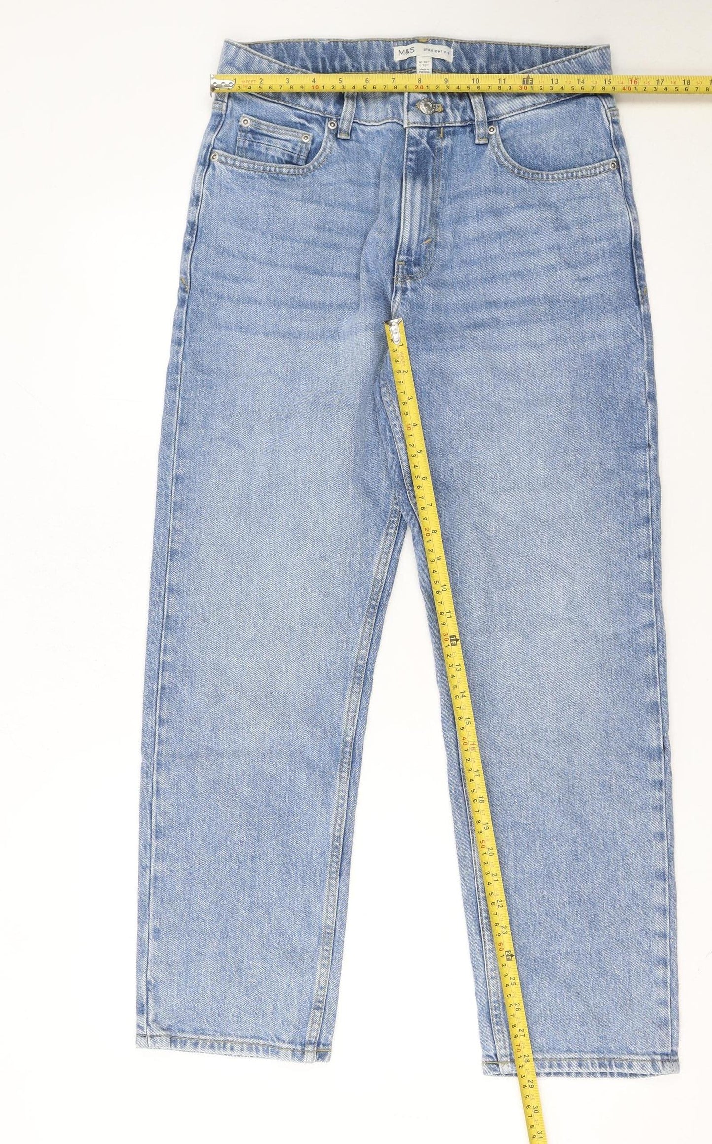 Marks and Spencer Men's Blue Straight Fit Jeans W30 L29