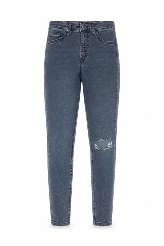 Front view of Topshop Women’s Blue High Rise Skinny Jeans, size UK 10, W28 L32