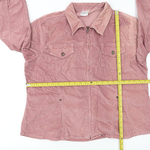 Agenda Womens Pink Corduroy Zip Jacket Size 20 Collared Cotton Blend