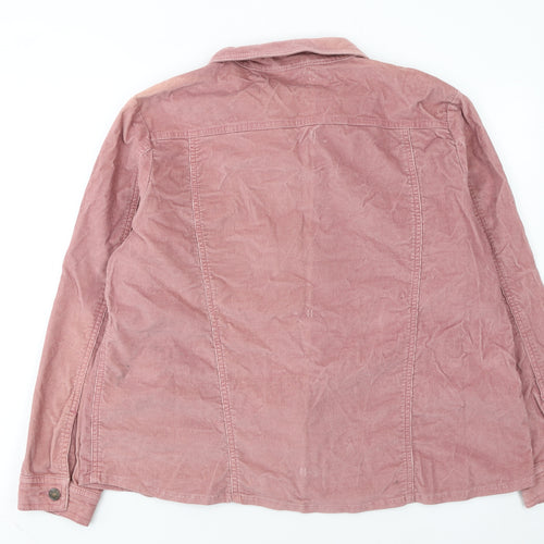 Agenda Womens Pink Corduroy Zip Jacket Size 20 Collared Cotton Blend