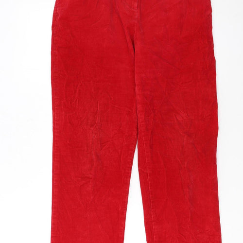 Lands' End Women's Red Corduroy Petite Size 10P Straight Leg Trousers