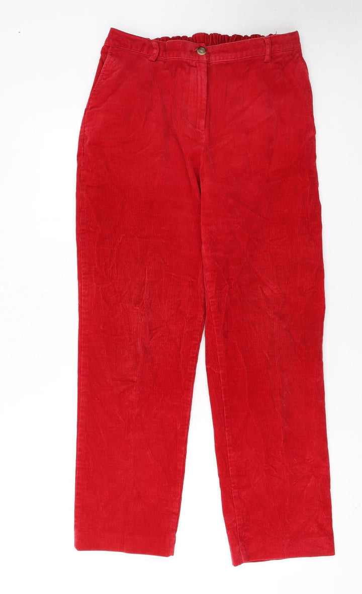 Lands' End Women's Red Corduroy Petite Size 10P Straight Leg Trousers