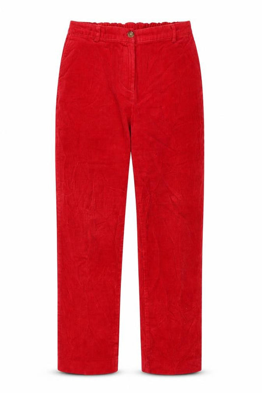 Front view of Lands' End Women's Red Corduroy Petite Size 10P Straight Leg Trousers