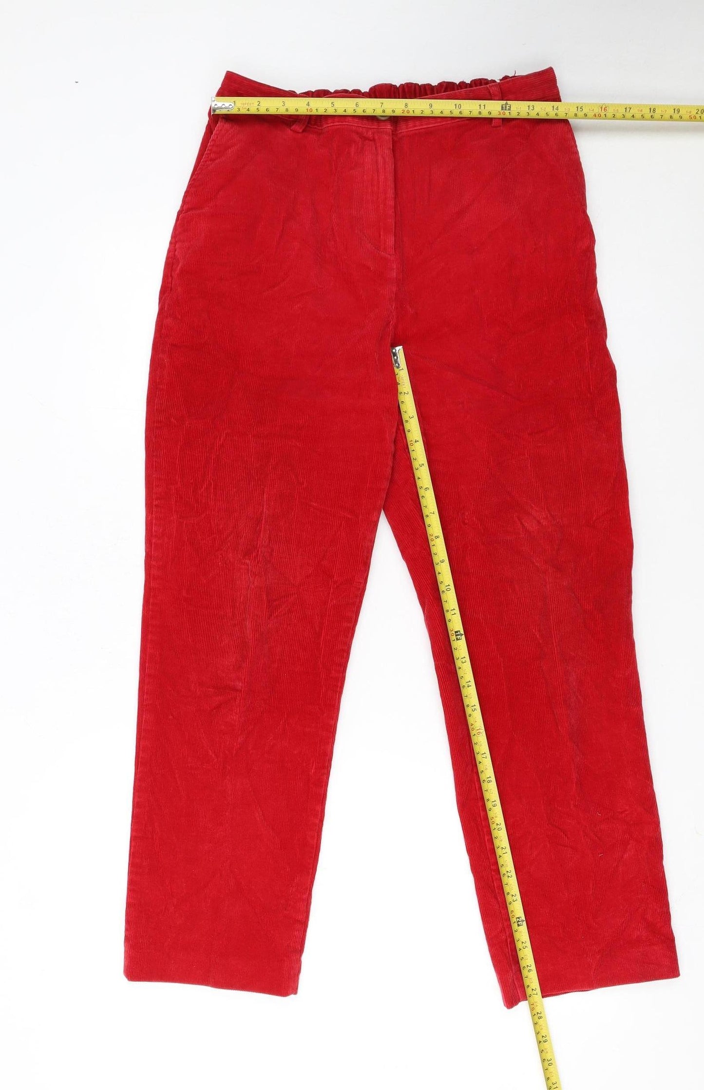 Lands' End Women's Red Corduroy Petite Size 10P Straight Leg Trousers