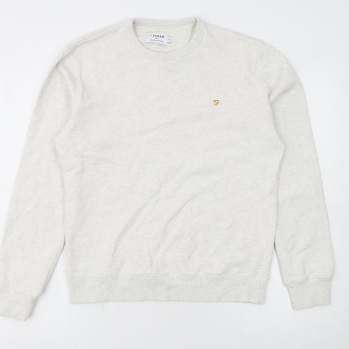 Farah Men's Ivory Small Pullover Crew Neck Cotton Sweatshirt