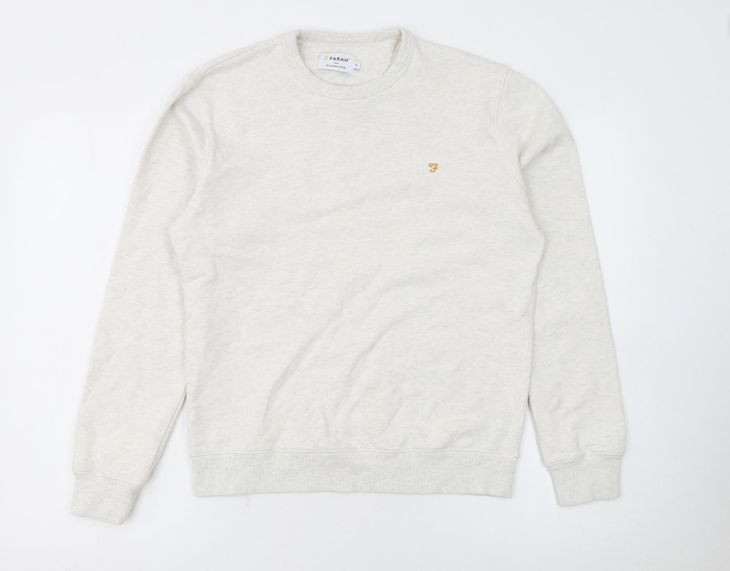 Farah Men's Ivory Small Pullover Crew Neck Cotton Sweatshirt