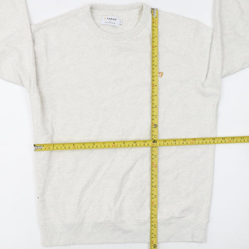 Farah Men's Ivory Small Pullover Crew Neck Cotton Sweatshirt