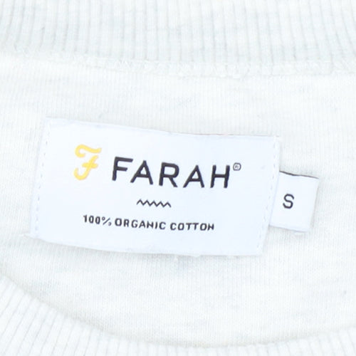 Farah Men's Ivory Small Pullover Crew Neck Cotton Sweatshirt