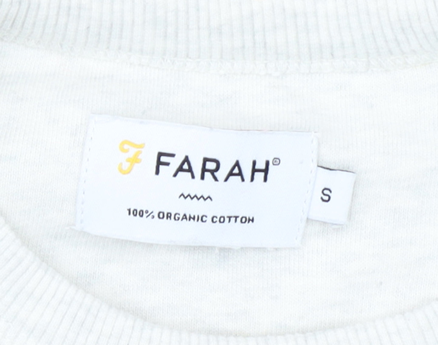 Farah Men's Ivory Small Pullover Crew Neck Cotton Sweatshirt