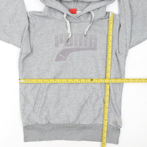 Puma Womens Grey Hoodie UK 12 Pullover Logo Sweatshirt