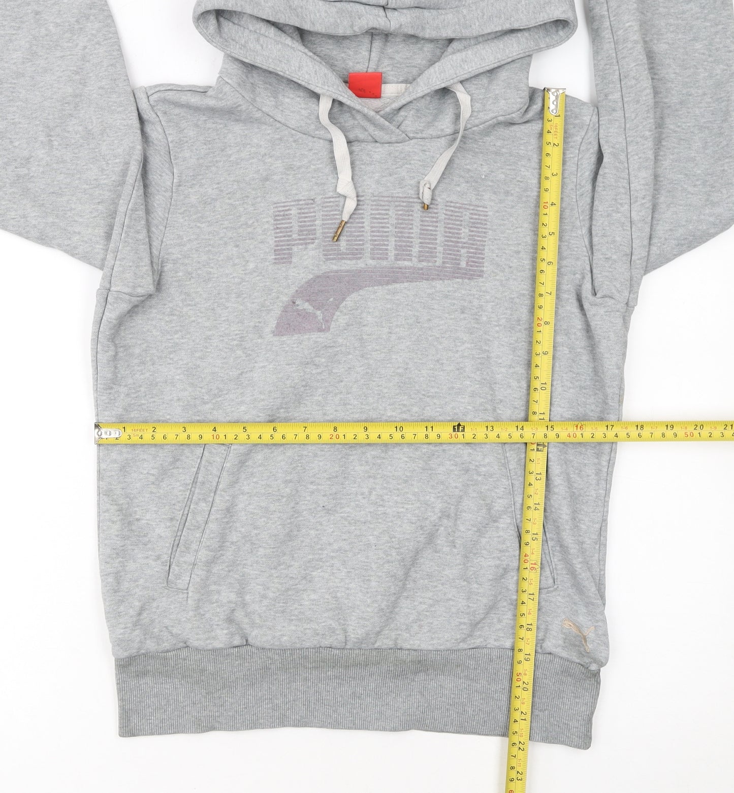 Puma Womens Grey Hoodie UK 12 Pullover Logo Sweatshirt