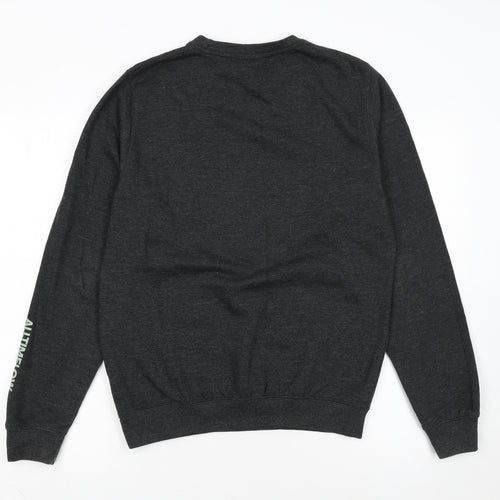 AWDis Womens Dark Grey Rose Print Pullover Sweatshirt Size S