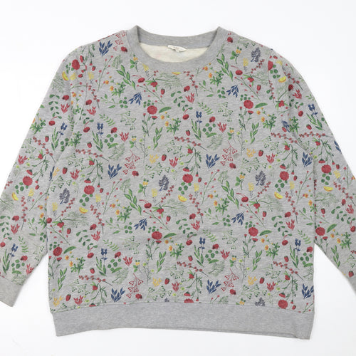 Cotton Traders Womens Grey Floral Pullover Sweatshirt Size 20