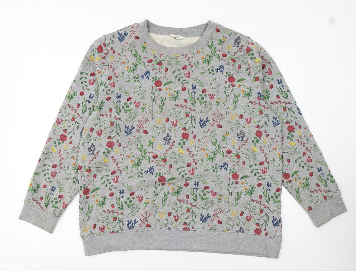 Cotton Traders Womens Grey Floral Pullover Sweatshirt Size 20