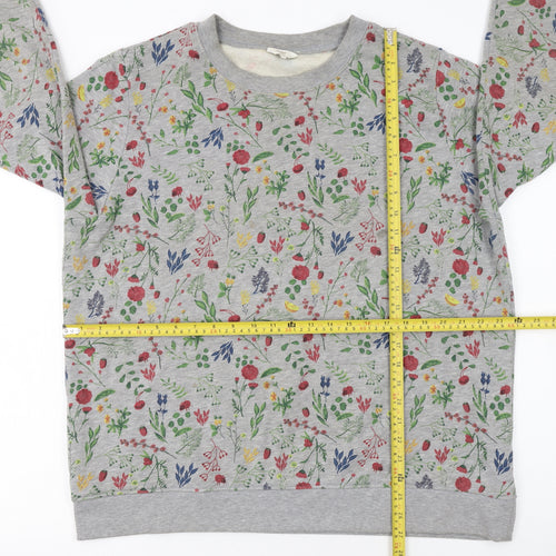 Cotton Traders Womens Grey Floral Pullover Sweatshirt Size 20