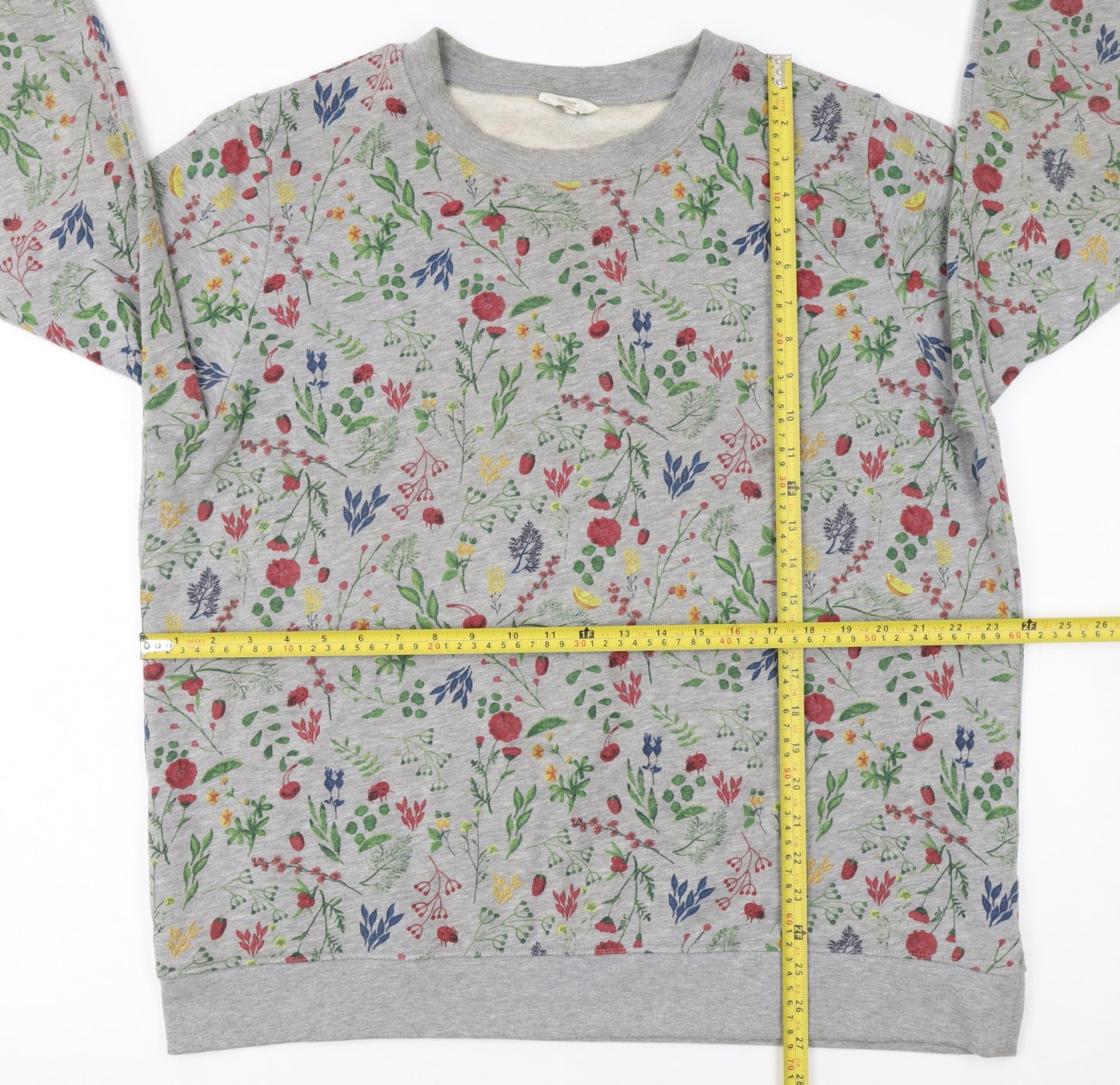 Cotton Traders Womens Grey Floral Pullover Sweatshirt Size 20