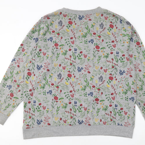 Cotton Traders Womens Grey Floral Pullover Sweatshirt Size 20