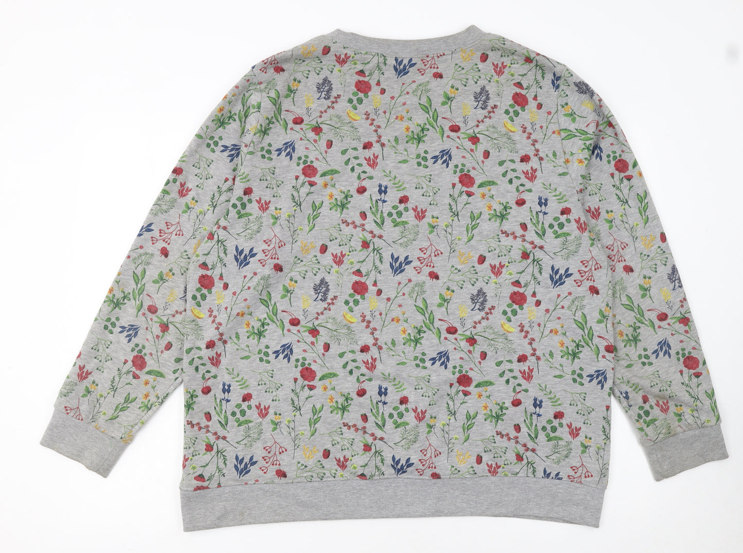 Cotton Traders Womens Grey Floral Pullover Sweatshirt Size 20
