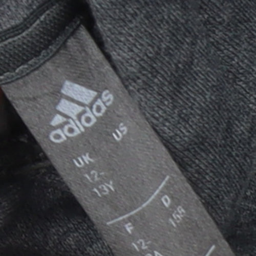 adidas Girls Grey Pullover Hoodie 12-13 Years Hooded Logo Sweatshirt