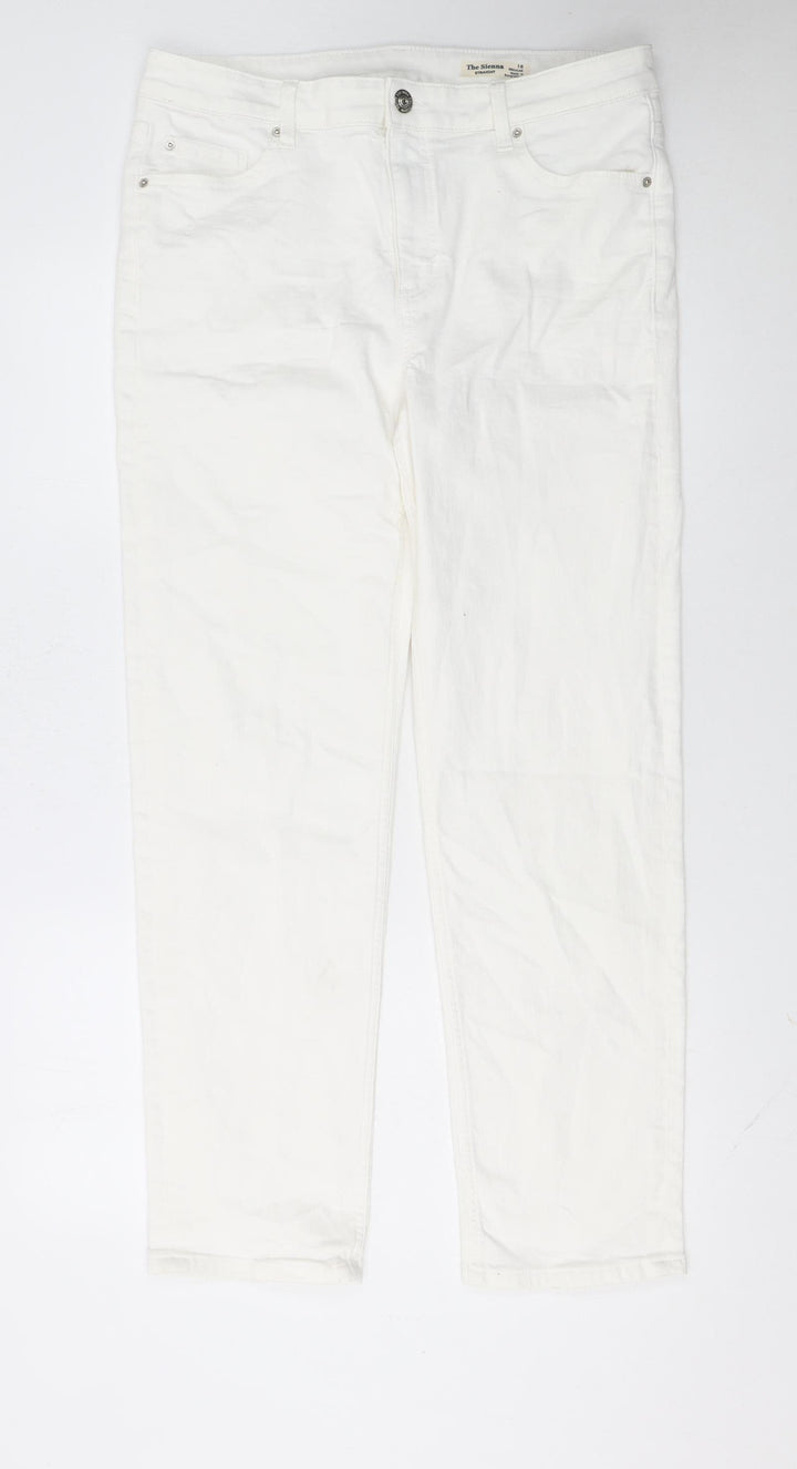 Marks and Spencer Women’s White Sienna Straight Jeans Size 16 Regular Fit