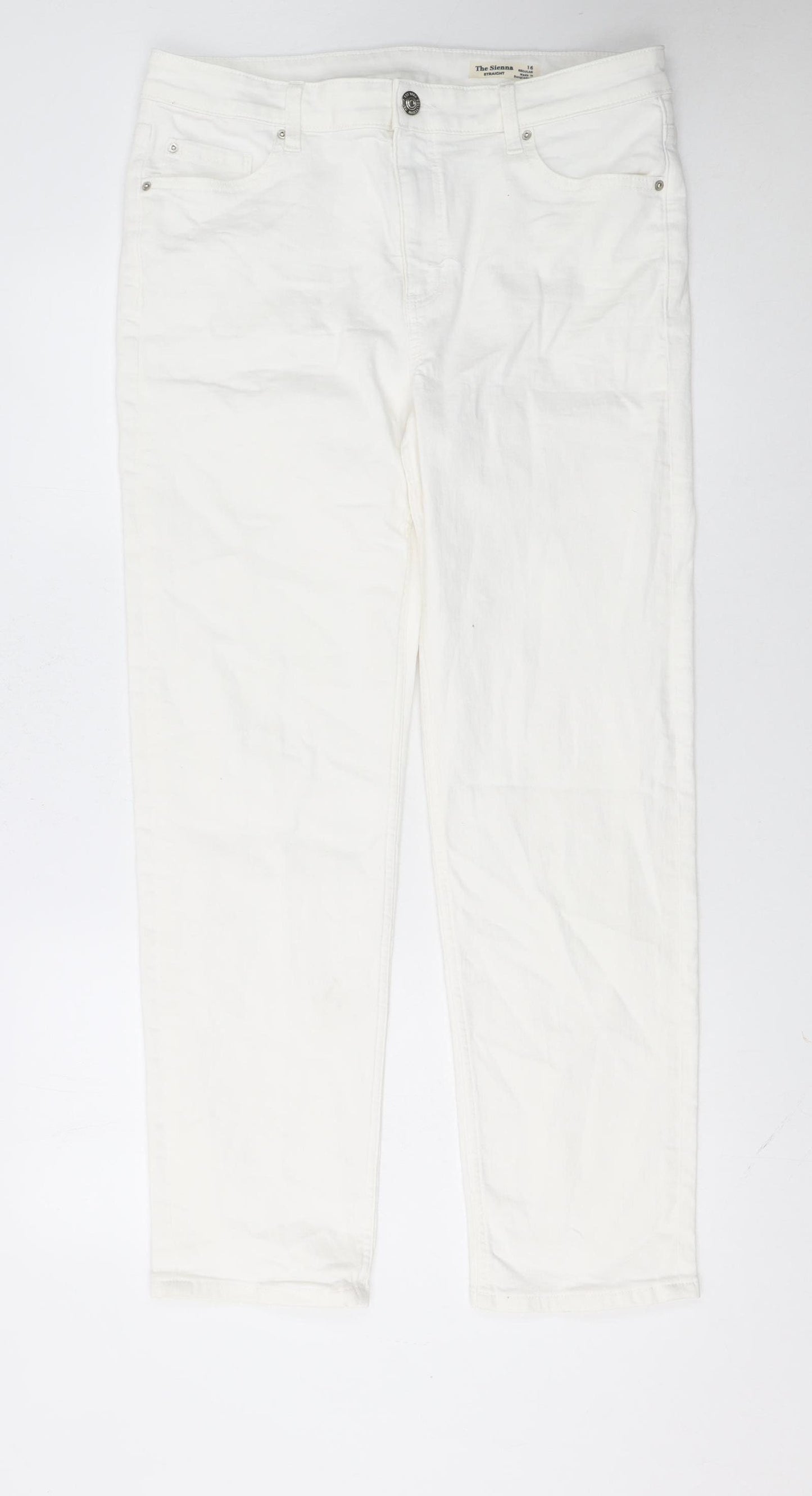 Marks and Spencer Women’s White Sienna Straight Jeans Size 16 Regular Fit