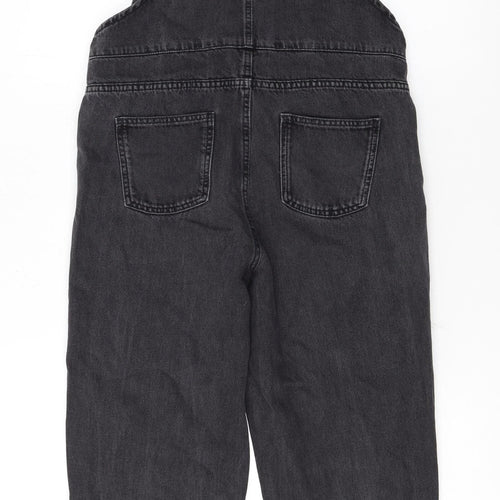 Next Girls Black Denim Dungarees 11 Years Adjustable Straps Pockets