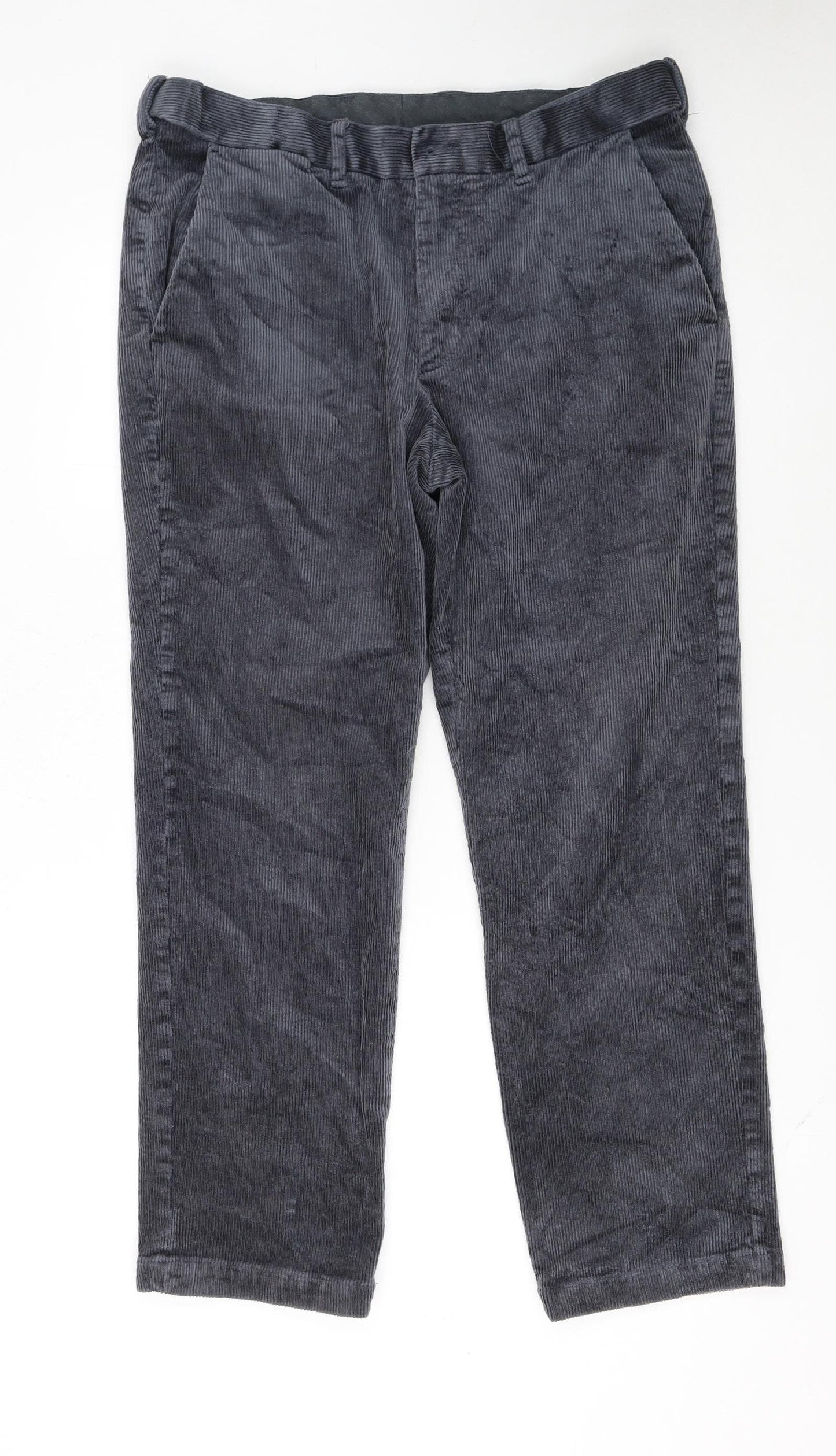 Marks and Spencer Men's Grey Corduroy Regular Fit Trousers 34W 29L