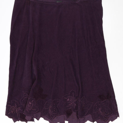 Evans Women’s Purple Cotton A-Line Embroidered Skirt Size 26
