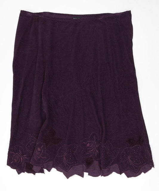 Evans Women’s Purple Cotton A-Line Embroidered Skirt Size 26
