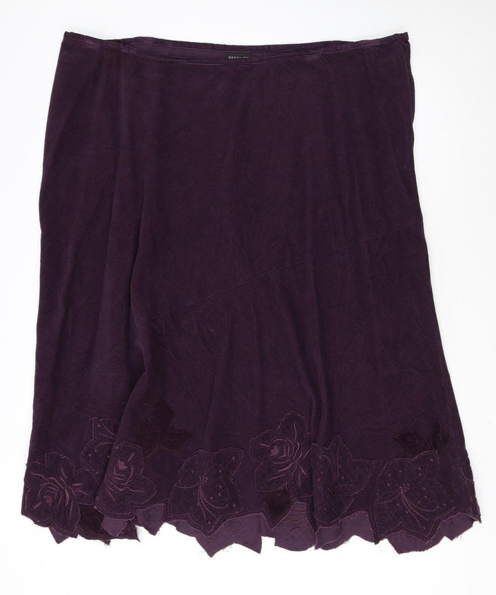 Evans Women’s Purple Cotton A-Line Embroidered Skirt Size 26
