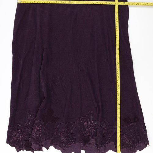 Evans Women’s Purple Cotton A-Line Embroidered Skirt Size 26