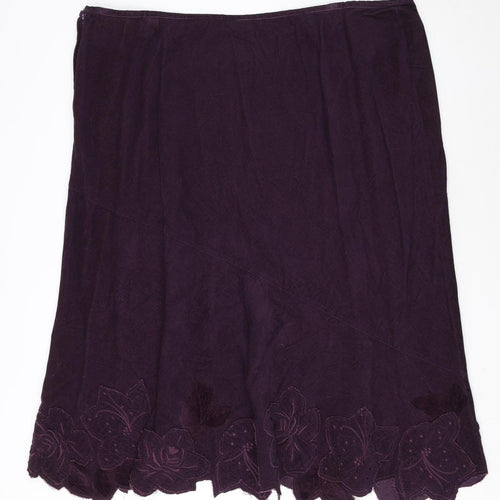 Evans Women’s Purple Cotton A-Line Embroidered Skirt Size 26