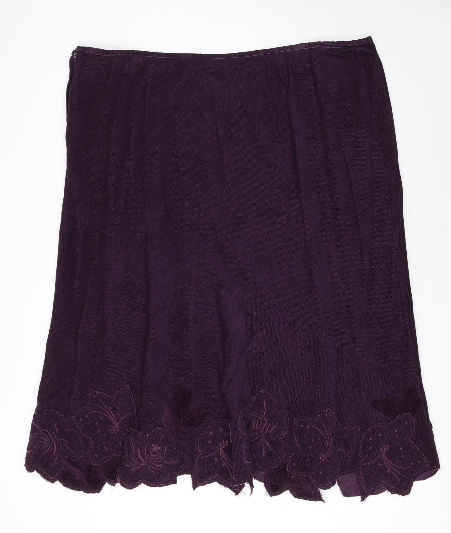 Evans Women’s Purple Cotton A-Line Embroidered Skirt Size 26