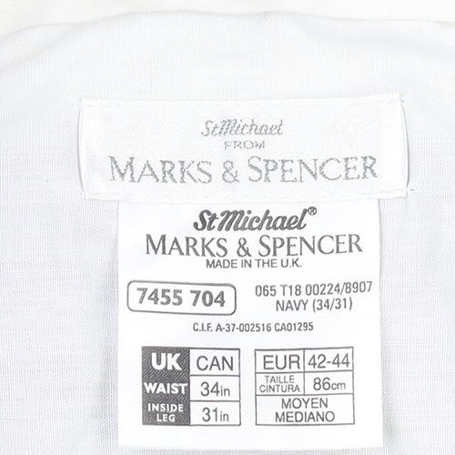 Marks and Spencer Men’s Blue Corduroy Trousers 34W 31L Regular Fit