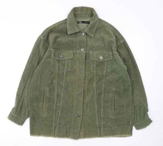 Zara Women Green Corduroy Button Jacket XS Classic Style
