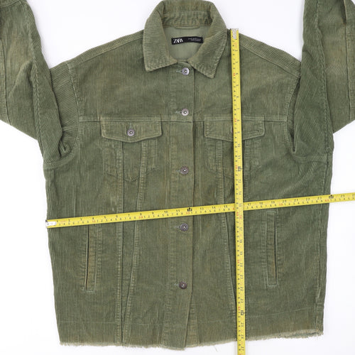 Zara Women Green Corduroy Button Jacket XS Classic Style