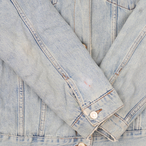 Topshop Women's Blue Denim Shearling Lined Jacket Size 16