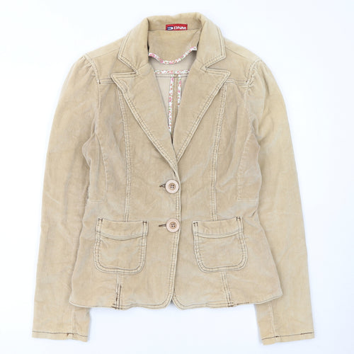 DNM Women’s Beige Corduroy Blazer Size 12 Regular Fit Single-Breasted Jacket