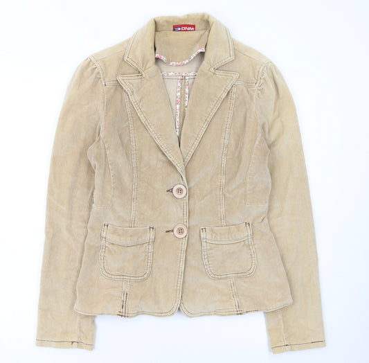 DNM Women’s Beige Corduroy Blazer Size 12 Regular Fit Single-Breasted Jacket