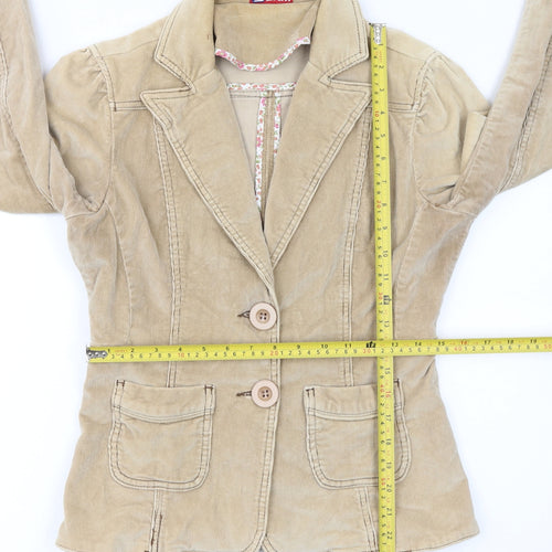 DNM Women’s Beige Corduroy Blazer Size 12 Regular Fit Single-Breasted Jacket