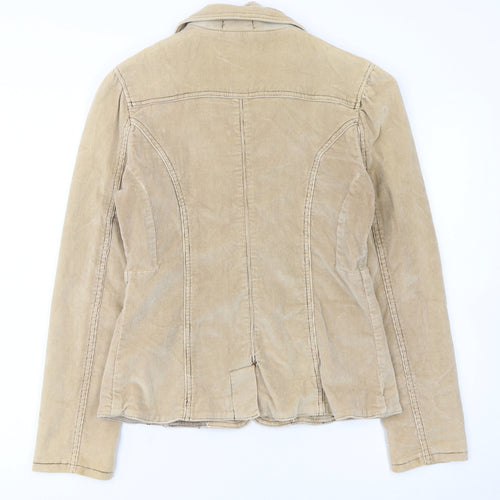 DNM Women’s Beige Corduroy Blazer Size 12 Regular Fit Single-Breasted Jacket