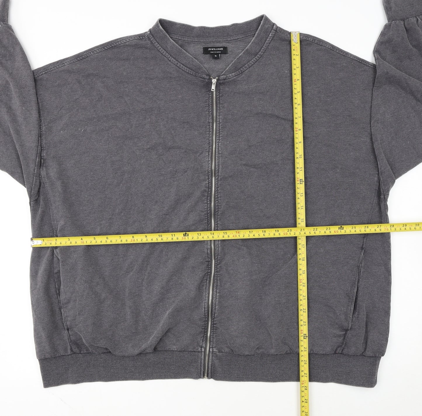 JD Williams Women Grey Size 16 Cotton Blend Full Zip Basic Jacket
