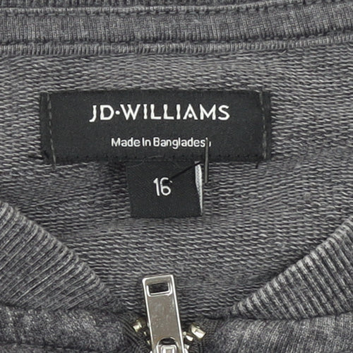 JD Williams Women Grey Size 16 Cotton Blend Full Zip Basic Jacket
