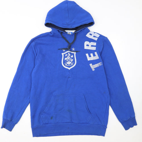 HTAFC Men's Blue Pullover Hoodie Medium Football Logo Sweatshirt