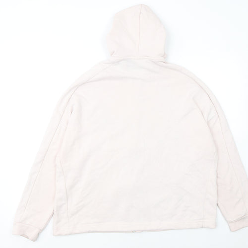 Adidas Women's Beige Full Zip Hoodie Size L 16-18 Cotton Blend
