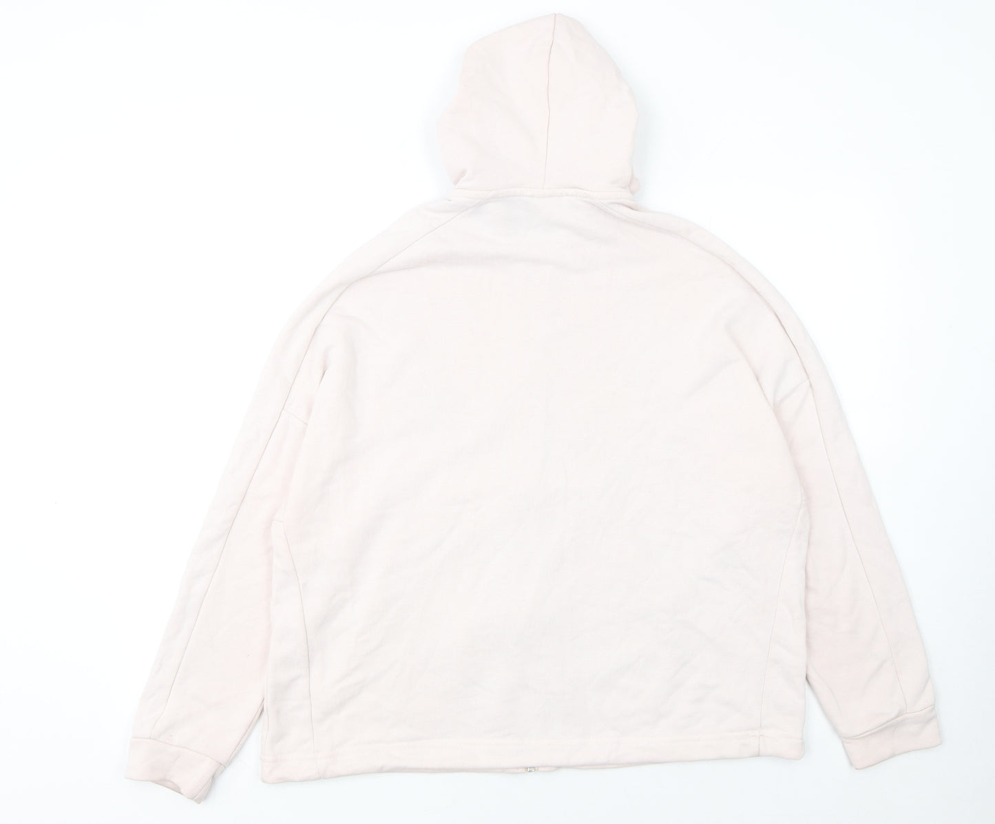 Adidas Women's Beige Full Zip Hoodie Size L 16-18 Cotton Blend