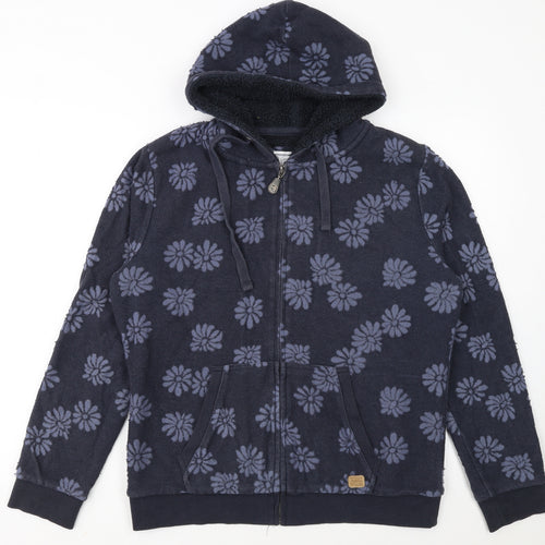 Saltrock Women’s Blue Floral Full Zip Hooded Sweatshirt Size 14